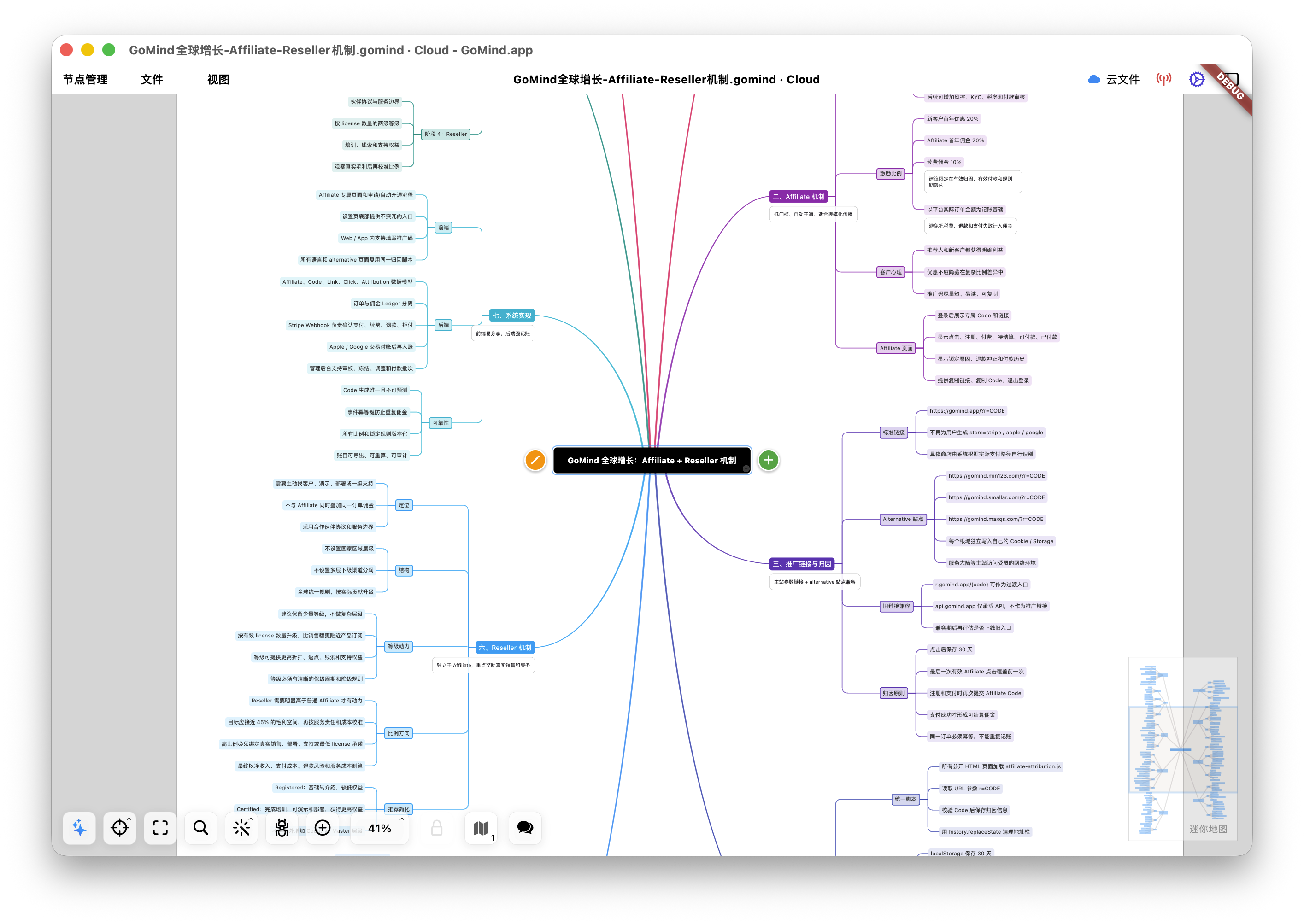 GoMind mind map on macOS desktop